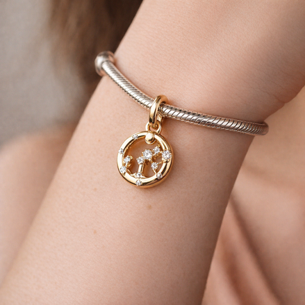 Aries Zodiac Charm - Gold Plated Aries Zodiac Charm — worn on wrist