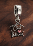 C'est La Vie Quote Charm - C'est La Vie Script Dangle Charm — display on walnut