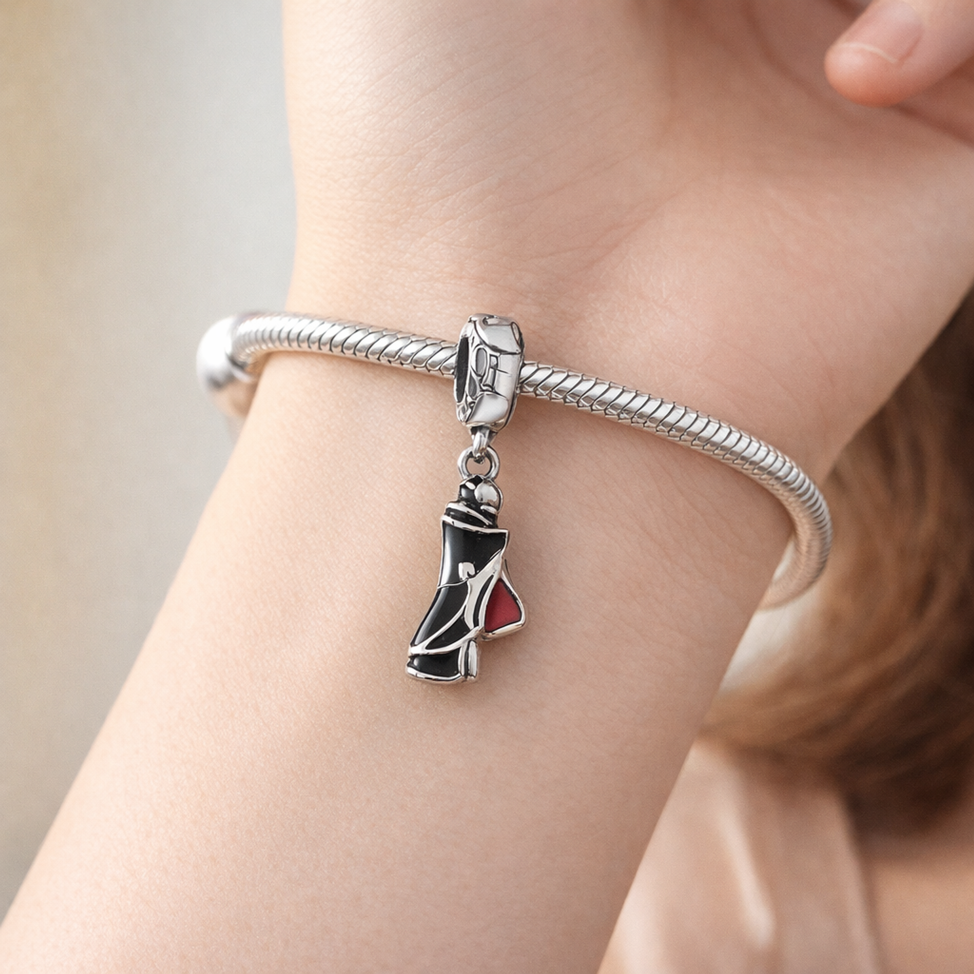 Black High Heel Charm - Black High Heel Dangle Charm — worn on wrist