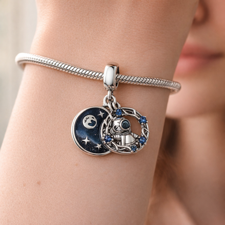 Midnight Dreamcatcher Dangle - Midnight Dreamcatcher Dangle Charm — worn on wrist