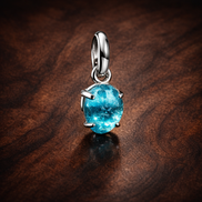 Turquoise Square Stone Charm - Turquoise Square Stone Dangle Charm — display on walnut