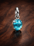 Turquoise Square Stone Charm - Turquoise Square Stone Dangle Charm — display on walnut