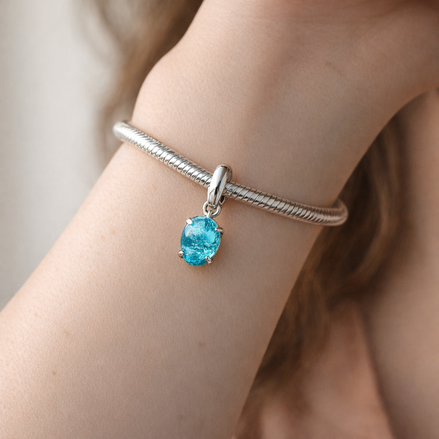 Turquoise Square Stone Charm - Turquoise Square Stone Dangle Charm — worn on wrist