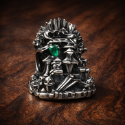 Game of Thrones The Iron Throne Charm — display on walnut