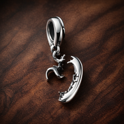 Pandora ME Freehand Heart Mini Dangle Charm — display on walnut