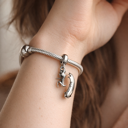 Pandora ME Freehand Heart Mini Dangle Charm — worn on wrist