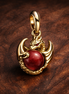 Game of Thrones Dragon Fire Dangle Charm — display on walnut
