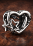 Openwork Family Heart & Star Charm — display on walnut