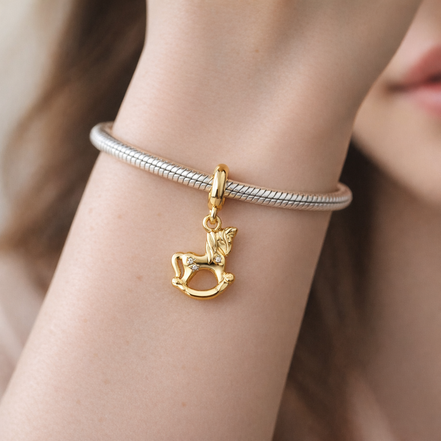 Rocking Unicorn Dangle Charm — worn on wrist