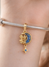 Blue Crescent Moon Charm - Blue Moon and Star Dangle Charm — worn on wrist