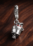 Graduation Diploma Charm - Graduation Diploma and Cap Dangle Charm — display on walnut