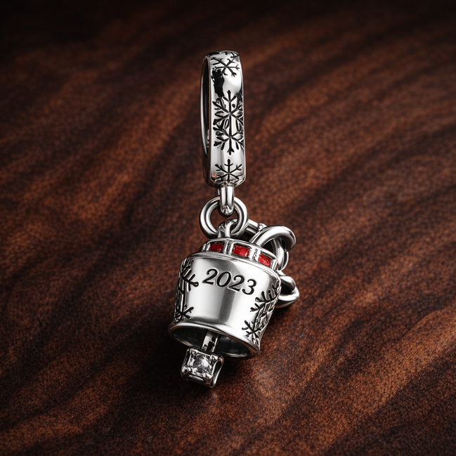 Graduation Diploma Charm - Graduation Diploma and Cap Dangle Charm — display on walnut