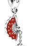 Sterling Silver Red Enamel Spanish Fan Dangle Charm