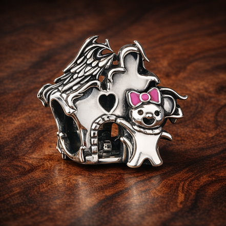Snoopy Flying Ace Charm - Snoopy Flying Ace Charm — display on walnut