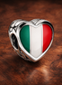 Italy Heart Flag Charm - Italian Flag Heart Charm — display on walnut