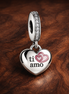 Ti Amo Heart Charm - Ti Amo Double Heart Charm — display on walnut