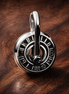 Pandora ME Zodiac Wheel Medallion Charm — display on walnut