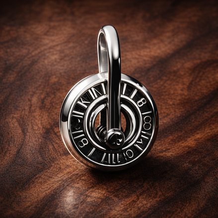 Pandora ME Zodiac Wheel Medallion Charm — display on walnut