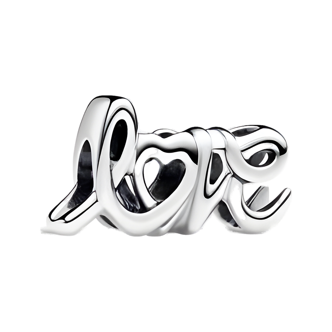 Silver Love Script Charm - ZZ1562