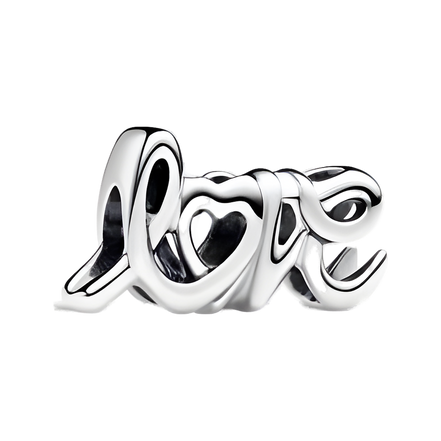 Silver Love Script Charm - ZZ1562