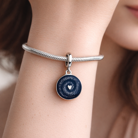 Blue Evil Eye Disc - Blue Evil Eye Disc Charm — worn on wrist