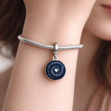 Blue Evil Eye Disc - Blue Evil Eye Disc Charm — worn on wrist