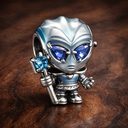 Game of Thrones White Walker Charm — display on walnut