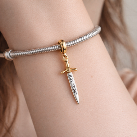 Not Today Sword Charm - Not Today Sword Dangle Charm — worn on wrist
