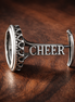 Cheer Megaphone Charm - Silver Cheer Megaphone Charm — display on walnut