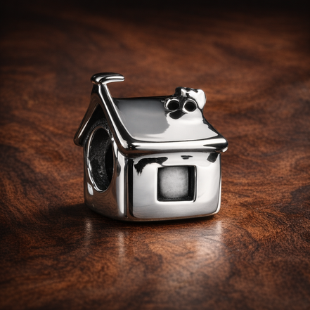 Ski Lift Gondola Charm - Silver Ski Lift Gondola Charm — display on walnut