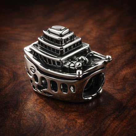 Vintage Cruise Ship Charm - Vintage Cruise Ship Charm — display on walnut