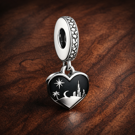 Las Vegas Night Charm - Las Vegas Night Charm — display on walnut
