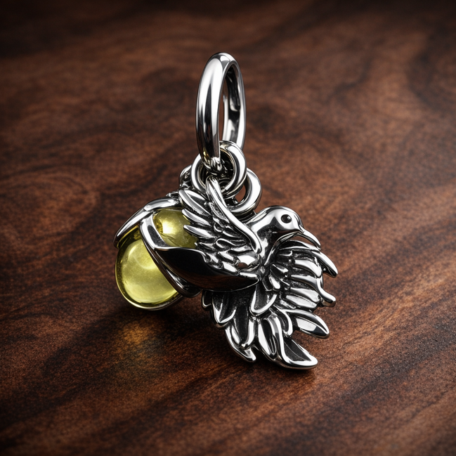 Silver Lobster Charm - Silver Lobster Charm — display on walnut