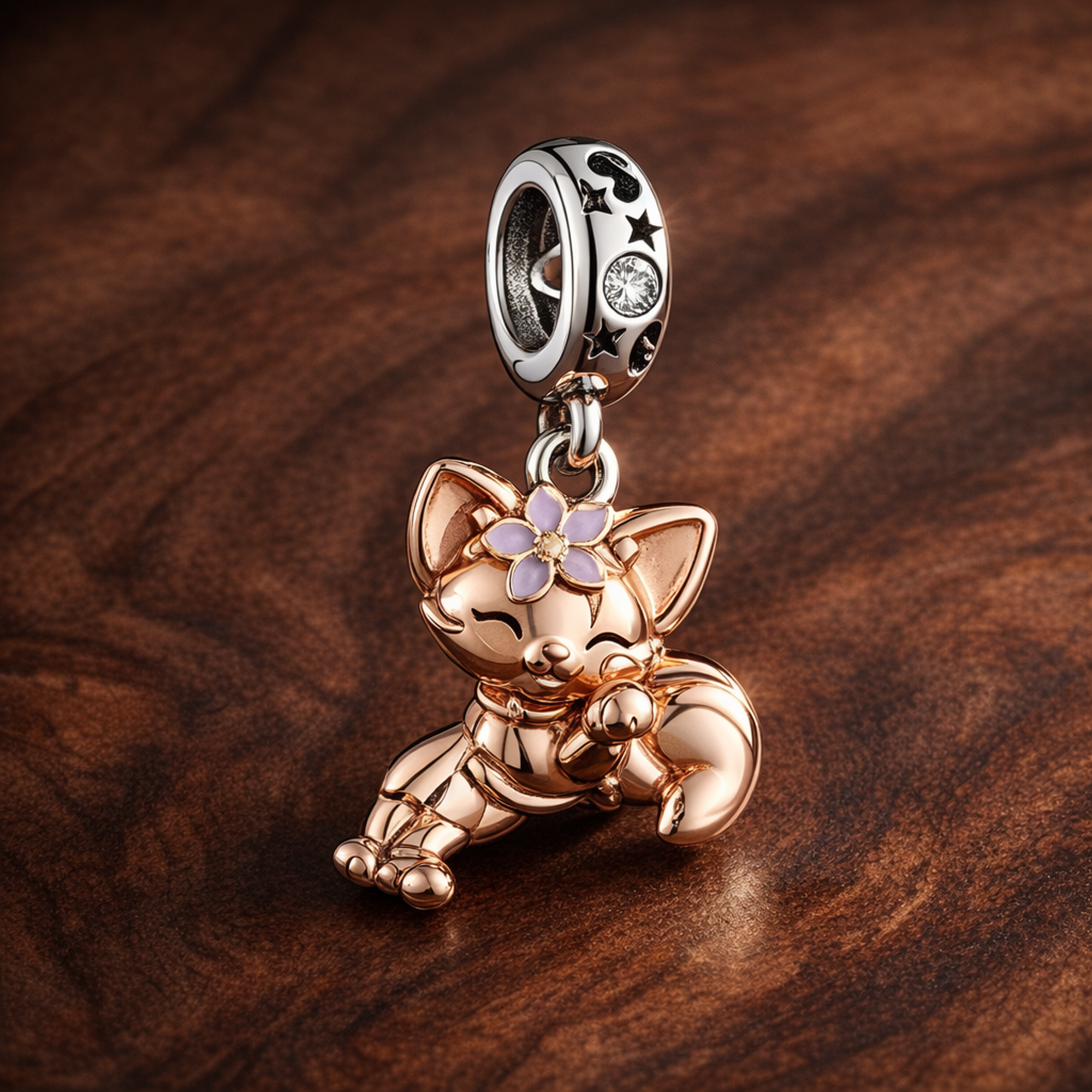 Tinker Bell Fairy Charm - Tinker Bell Fairy Charm — display on walnut