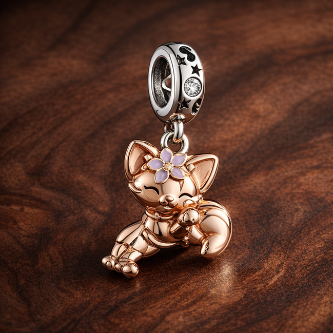 Tinker Bell Fairy Charm - Tinker Bell Fairy Charm — display on walnut