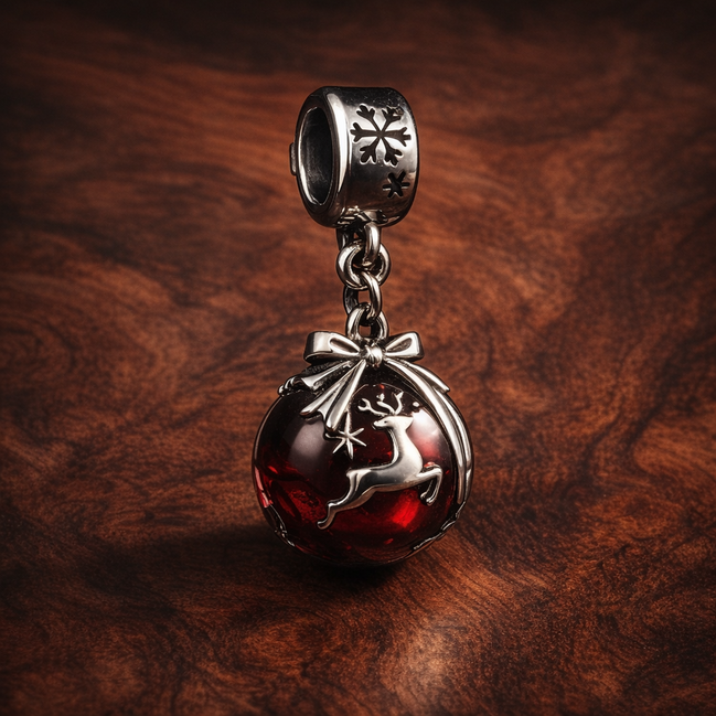 Haunted Story Dangle Charm - Haunted Story Dangle Charm — display on walnut