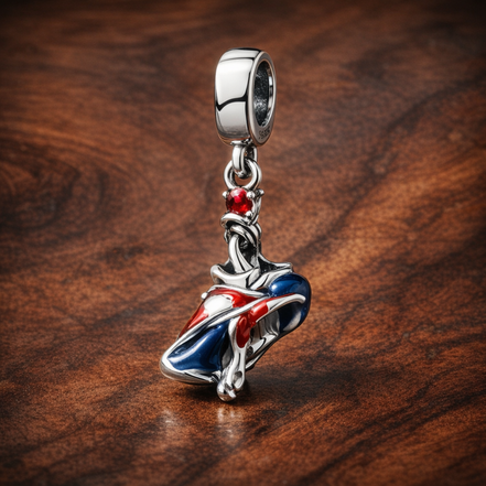 Union Jack London Dangle Charm - Union Jack London Dangle Charm — display on walnut
