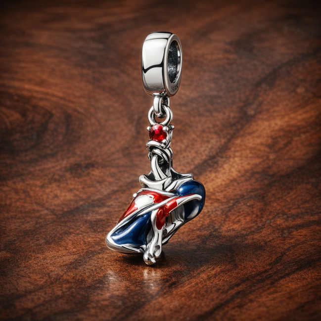 Union Jack London Dangle Charm - Union Jack London Dangle Charm — display on walnut