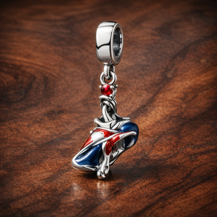 Union Jack London Dangle Charm - Union Jack London Dangle Charm — display on walnut
