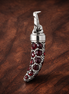 Red Crystal Christmas Stocking Charm - Red Crystal Christmas Stocking Charm — display on walnut