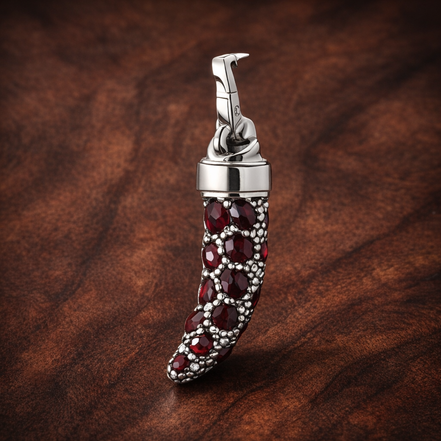 Red Crystal Christmas Stocking Charm - Red Crystal Christmas Stocking Charm — display on walnut