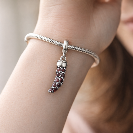 Red Crystal Christmas Stocking Charm - Red Crystal Christmas Stocking Charm — worn on wrist