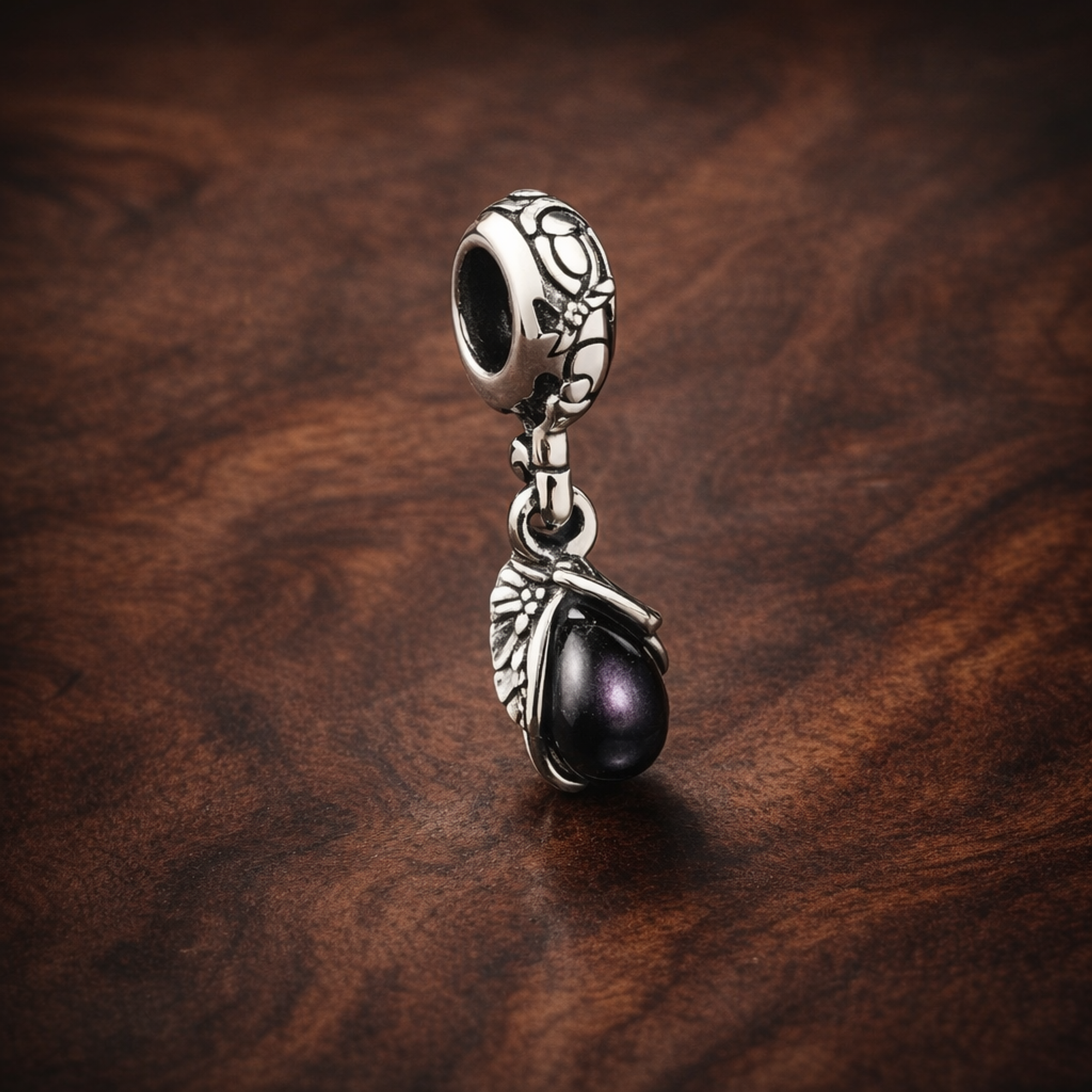 Black Sunglasses Charm - Black Sunglasses Charm — display on walnut