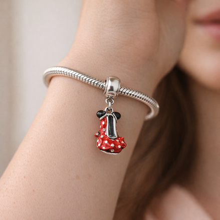 Minnie-Inspired Polka Dot Dress Charm - Minnie-Inspired Polka Dot Dress Charm — worn on wrist