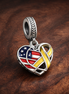 USA and UK Flag Heart Charm - USA and UK Flag Heart Charm — display on walnut