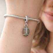 Brick Pattern Oval Charm - Brick Pattern Oval Charm — worn on wrist
