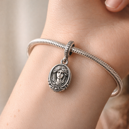 Classical Cameo Medallion Charm - Classical Cameo Medallion Charm — worn on wrist