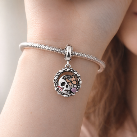Sugar Skull Floral Charm - Sugar Skull Floral Charm — worn on wrist
