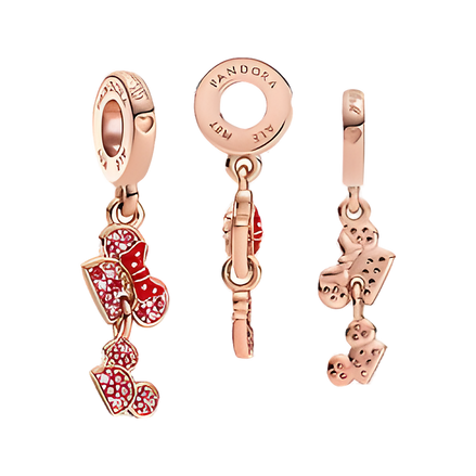 Rose Gold Heart Key Charm - ZZ1656