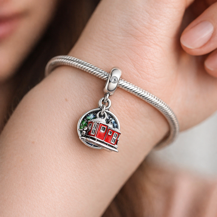 Red Cable Car Charm - Red Cable Car Charm — worn on wrist